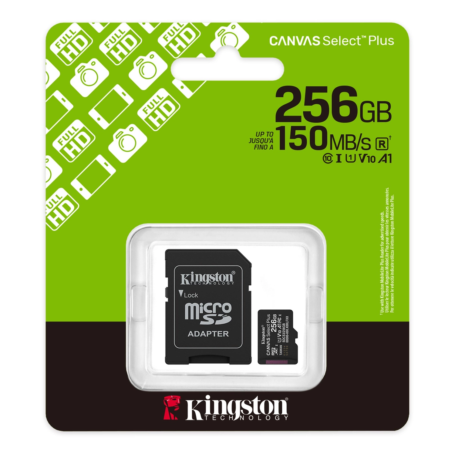 [KINMICROSD256G3] Tarjeta De Memoria Kingston Canvas Select Plus Microsdxc 256Gb Gen3 A1 150Mb/S C/Adaptador