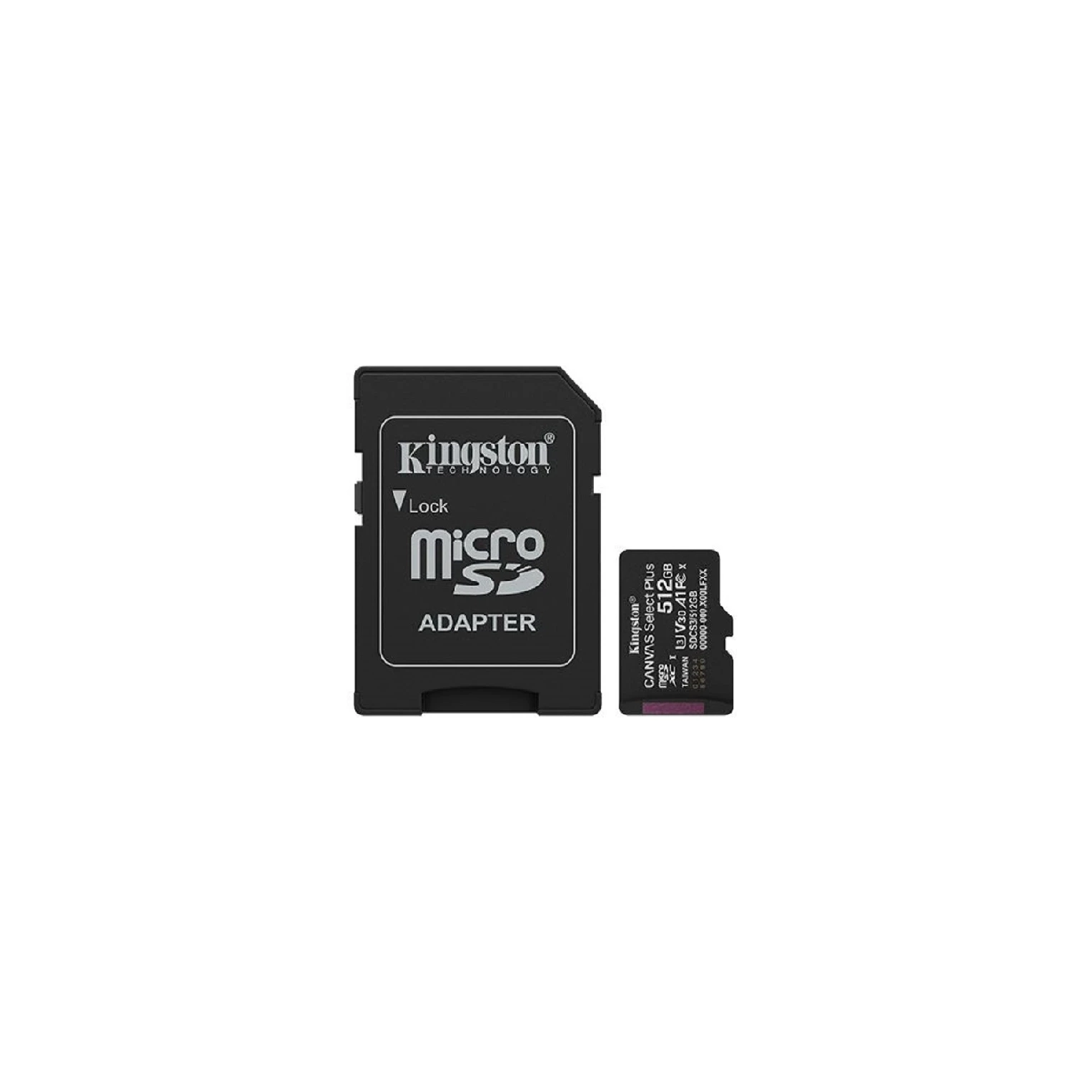 [KINMICROSD512G3] Tarjeta de Memoria KINGSTON Canvas Select Plus MicroSDXC 512GB Gen3 A1 150MB/s c/adaptador