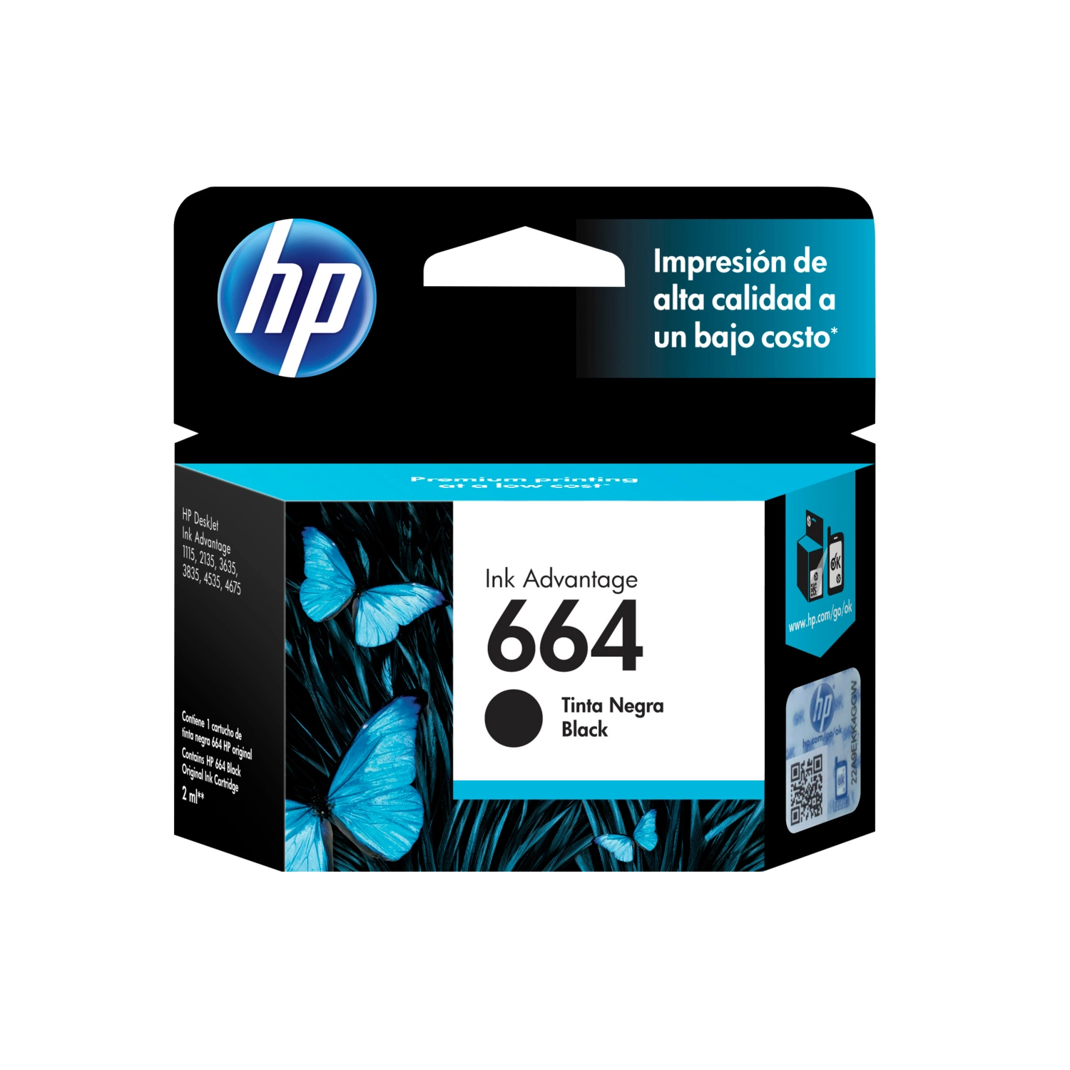 [HP-F6V29AL] Cartucho de Tinta HP 664 Negro