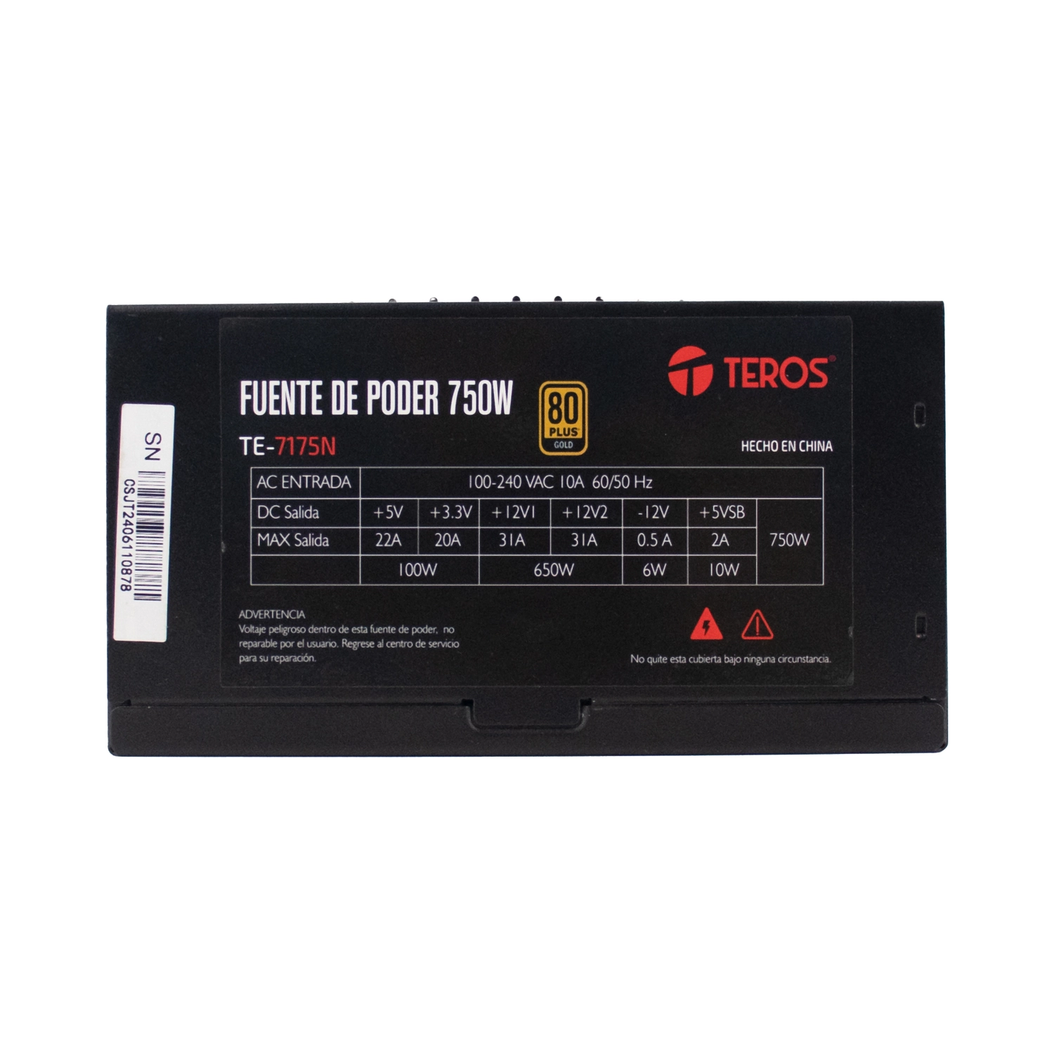 [TERFUETE7175W] Fuente Teros Te-7175W 750W 80 Plus Gold Atx Full Modular