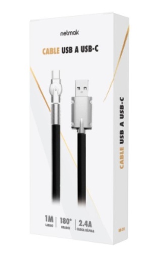 [11509] Netmak Nm-124 Cable USB a Usb-C con punta giratoria