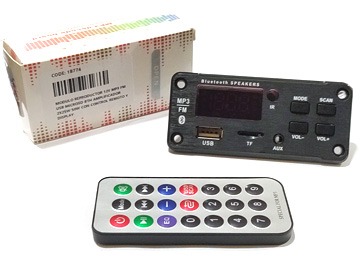 [11542] Modulo Reproductor 12V Mp3 Fm Usb Microsd Bluetooth Amplificador 2X25W 50W Con Control Remoto Y Display - Control No Incluye Pila Cr2025 Tp-18774