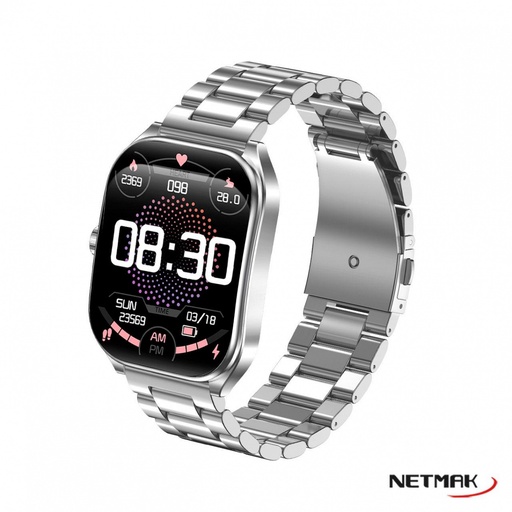 [11591] Netmak Nm-Dynamic-S Smartwatch Bt 5.3 Curvo Metalico