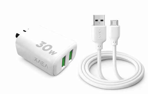 [11645] Xaea Cargador 220V Modo-A015 Intensify - 2 Usb + Cable Micro Usb V8 Mod600-002