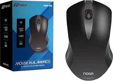 [112743] Mouse Noganet Ngm-680 Inalámbrico 1000Dpi 10Mt Óptico Negro