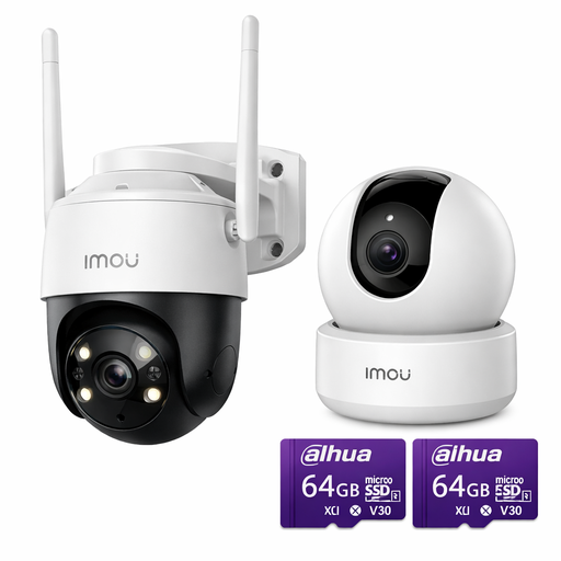 [112807] Kit Imou Camaras Seguridad Wifi Interior Dk2 + Exterior Cruiser + Sd 64Gb