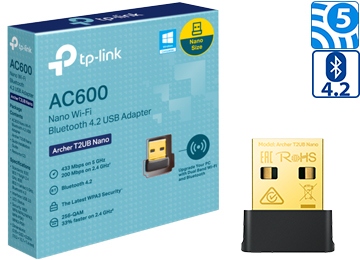 [113009] Tp-Link Placa de Red Wifi Usb Archer T2Ub Nano Dual Band 2.4Ghz 5Ghz Bluetooth 4.2
