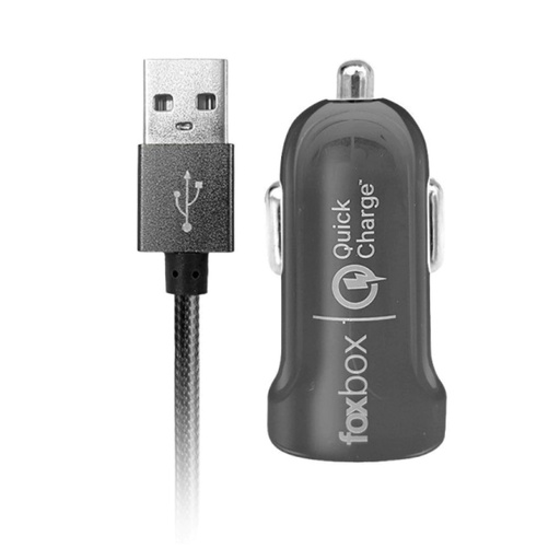 [113046] Cargador Para Auto Foxbox Way Qc-Con Cable Usbtipo C Negro 