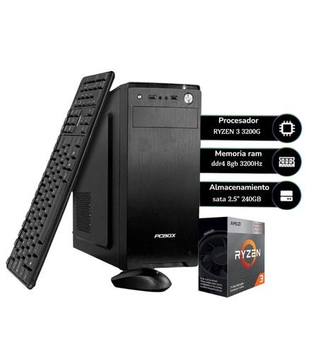 [113083] Pc Pcbox Amd Ryzen 3 3200G 8Gb Ssd 240 Gb W11Hsl Kit Teclado Mouse