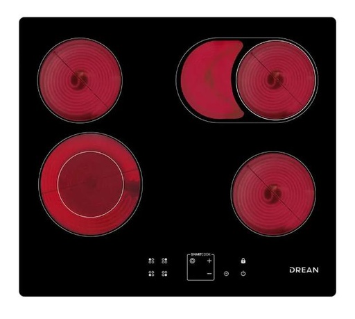 [113358] Anafe Electrico Drean Aedr60Cnv Vitroceramico 60Cm 4 Hornallas Negro