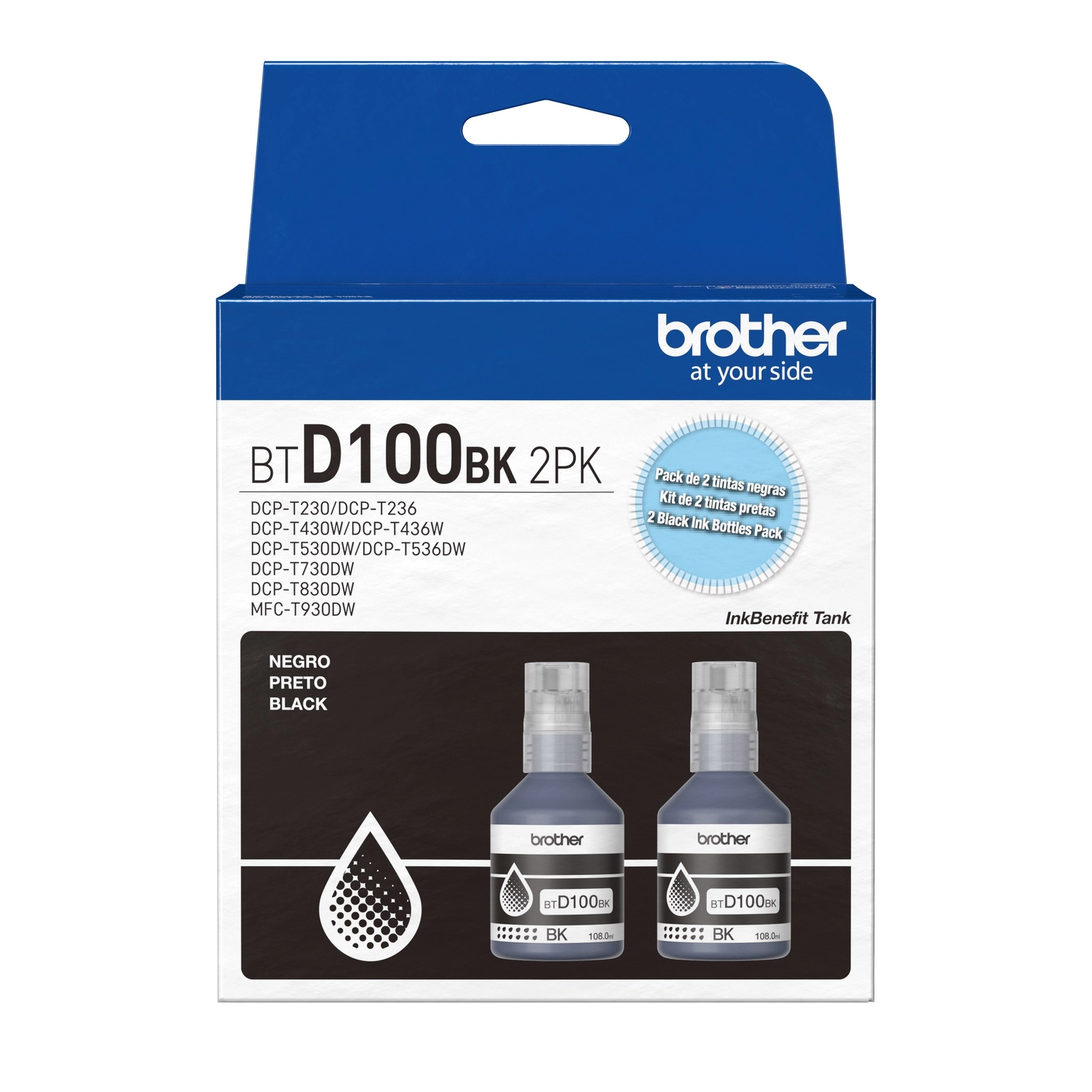 [113413] Botella De Tinta Brother Btd100 Negra Pack De 2