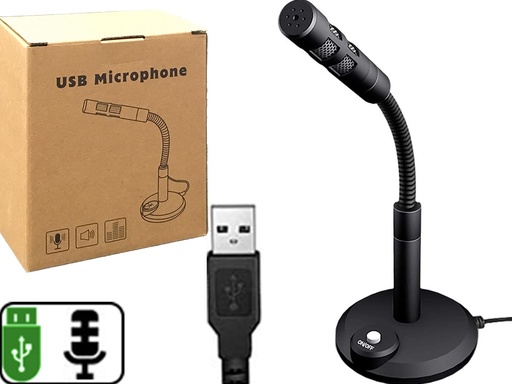 [113681] Microfono Usb 1.5Mts Boton On/Off Brazo Flexible No Requiere Drivers Plug & Play
