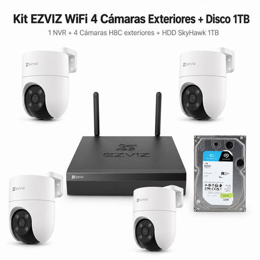 Kit Ezviz Nvr con 4 Camaras H8c + Disco 1Tb