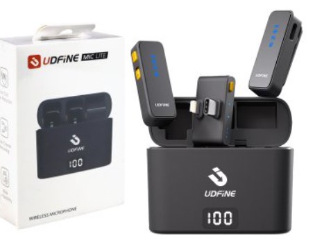 [951472] Microfono Udfine Mic Lite Omnidireccional Wireless 2.4Ghz Cancelacion De Sonido Conexion Por Usb Tipo C O Lightning Incluye Receptor Con 2 Microfonos Y Cable Usb Tipo C Para Cargar