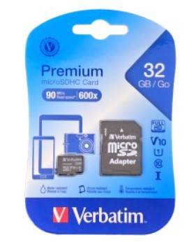 [951656] MICROSD 32GB CLASE 10 VERBATIM 600X V10 U1 90MB CON ADAPTADOR A SD