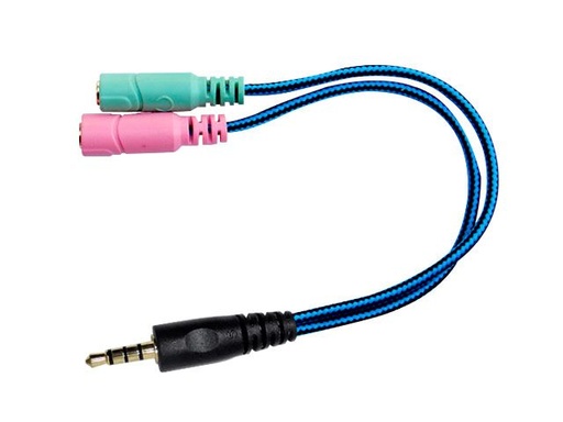 [25] Adaptador Nisuta Nsadst3St2 2 Stereo Hembra A Macho De 3 Contactos Mallado Reforzado - Ideal Para Ps4