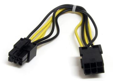 [7616] Cable Alargue Fuente 6 Pines 10Cm - Pci-E Placas De Video (Si No Tiene La Fuente Adecuada No Se Recomienda)