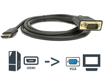 [4665] Cable Hdmi M A Vga M 1.8M Con Chip - Entrada Hdmi Salida Vga - No Es Bidireccional Tp-205