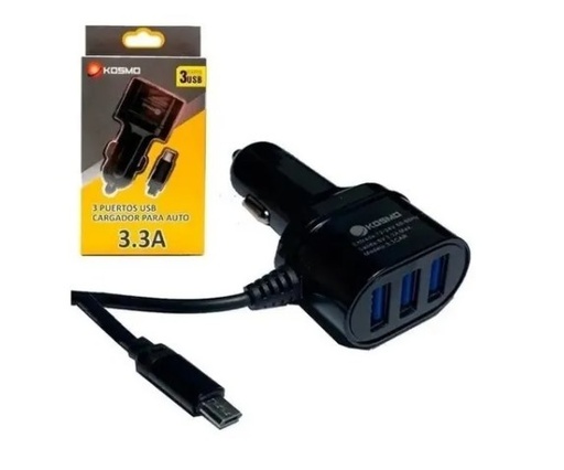 [3977] Kosmo Cargador 12V 3.3A Cable Micro Usb + 3 Usb