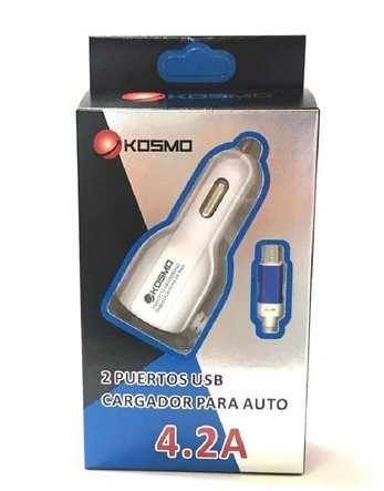 [4735] Kosmo Cargador Celular 12V Micro Usb + Dual Usb 12V 4.2A