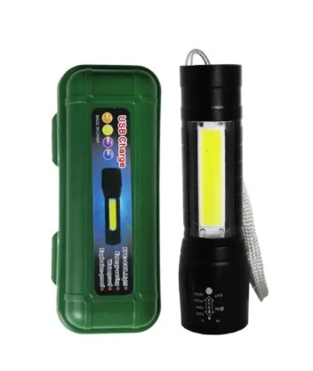 [8656] Linterna Led Metal Recargable Usb 3 Posiciones D-511