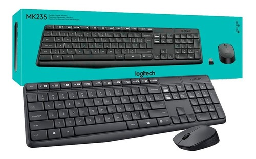 [402] Logitech Mk235 - Kit De Teclado Español Y Mouse Inalambrico Usb 1000Dpi Negro Wireless