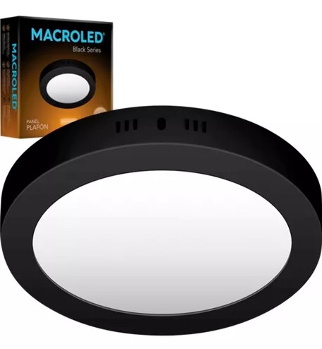 [9096] Macroled Npr12Ww - Plafon Led Aplicar Circular Negro 12W Calido 3000K