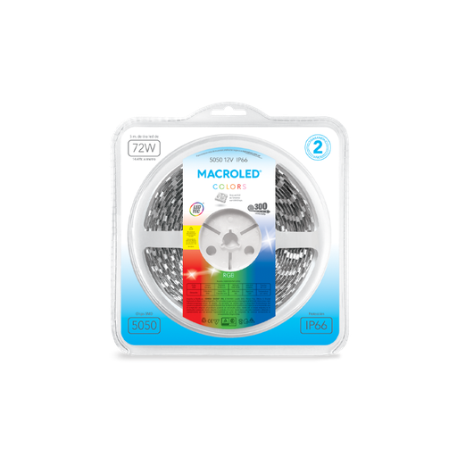 [1134] Macroled Rgb-B300-Fw12-Ip66 - Tira De Led Rgb 5050 5Mts Ip66 Resistente Al Agua 300 Leds 72W