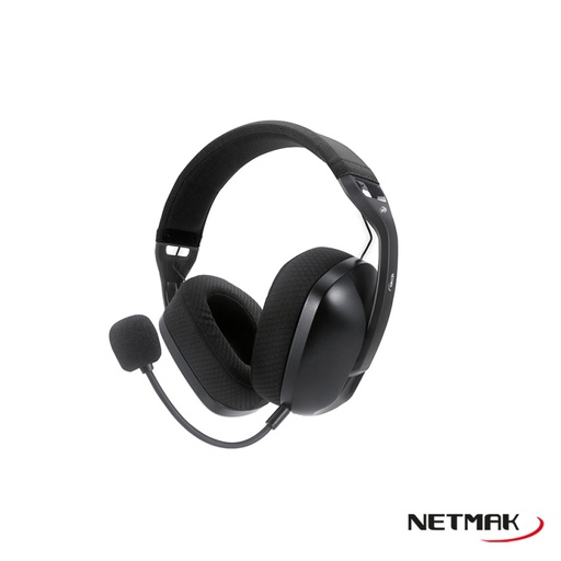 [8994] Netmak Auricular Gamer Nm-N35 Inalambrico Tri Modo 2.4Ghz/Bluetooth/Aux Negro  - Mic Desmontable