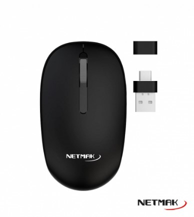 [9272] Netmak Nm-M660 Mouse Inalambrico Portable Con Receptor Dual Usb / Usb-C