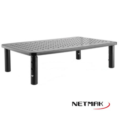 [7532] Netmak Nm-St20 Mesa Soporte Elevador Monitor Notebook Metalico 3 Niveles