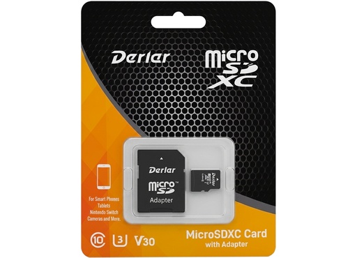 [951814] Derlar Micro Sd 64Gb Clase10 U3 V30 Lectura 80Mb Escritura 30Mb Soporta 4K Con Adaptador