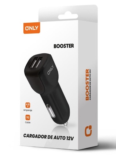 [9755] Only Booster Cargador 12V Mods-500 2 Usb + Cable Tipo C Negro