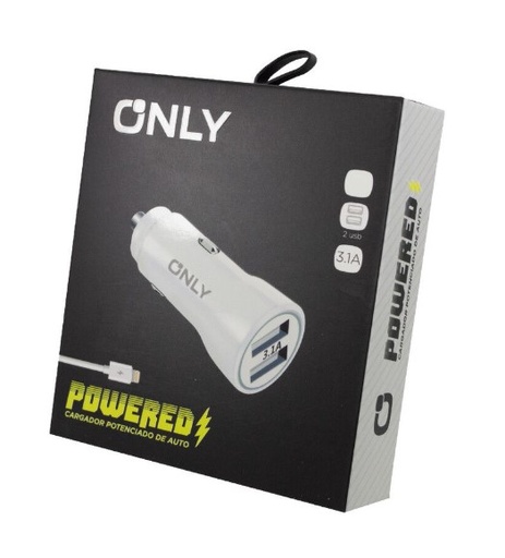 [9723] Only Cargador 12V 3.1A 2Usb Mod35 Potenciado + Cable Iphone Lightning