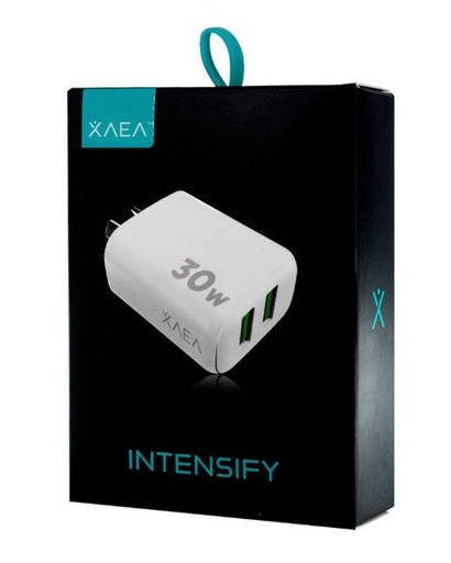 [9752] Xaea Intensify Cargador Celular 220V 30W - 2 Usb + Cable Tipo C