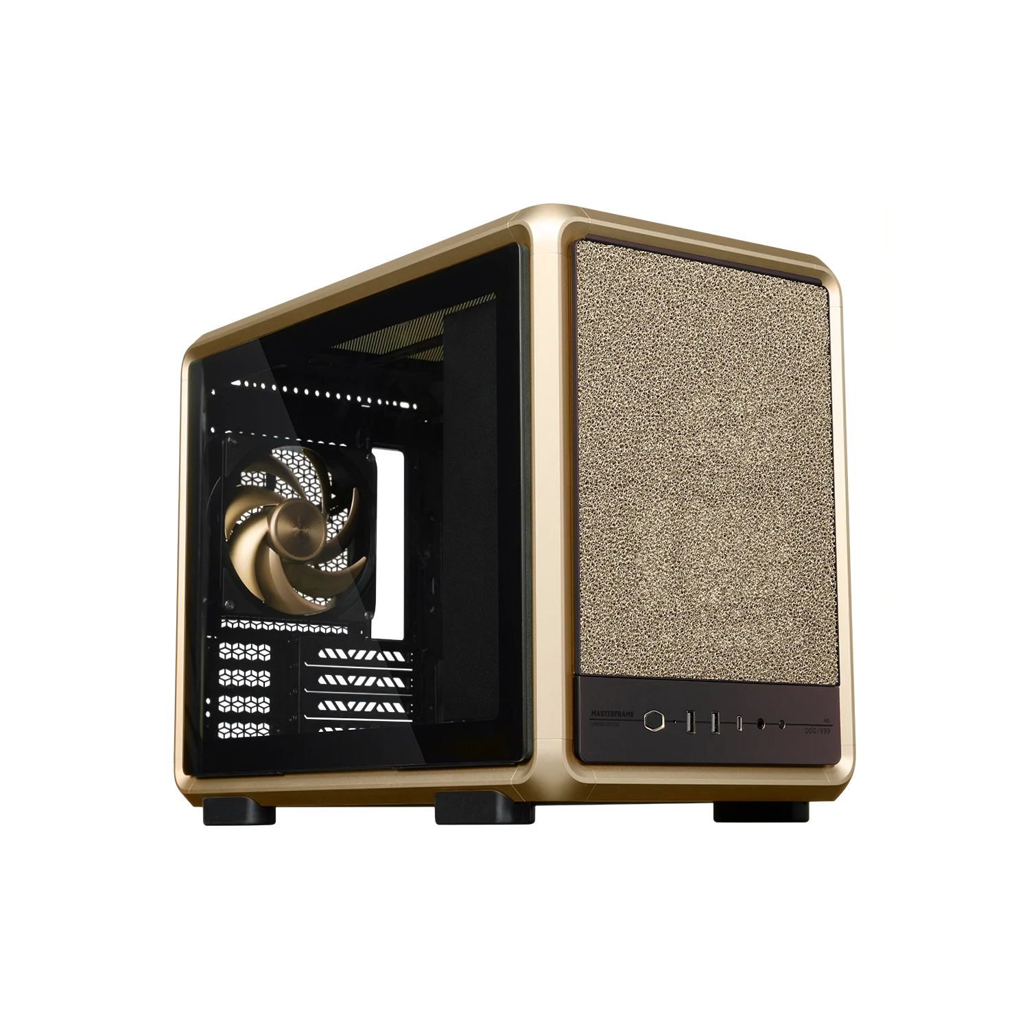 [951891] Gabinete Cooler Master Masterframe 400 Mesh Gold Mini Tower 1 Fan 140Mm Tempered Glass Gold S/Fuente