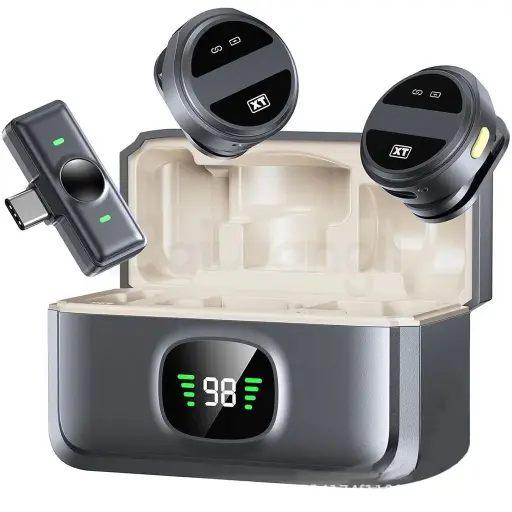 [952269] Microfono Doble Inalambrico Magnetico Modv-00Gs Negro Creacion De Contenido