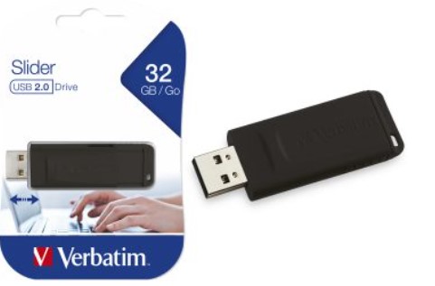 [952283] Pendrive 32Gb Verbatim Slider Usb 2.0 Negro