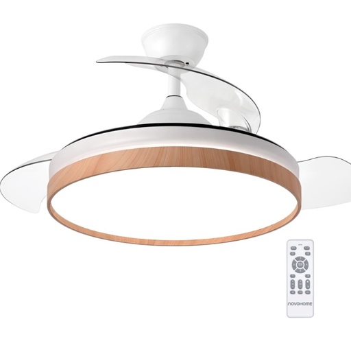 [965763] Novohome Nh-Vtr600 Ventilador De Techo Con Aspas Retractil Blanco Y Madera