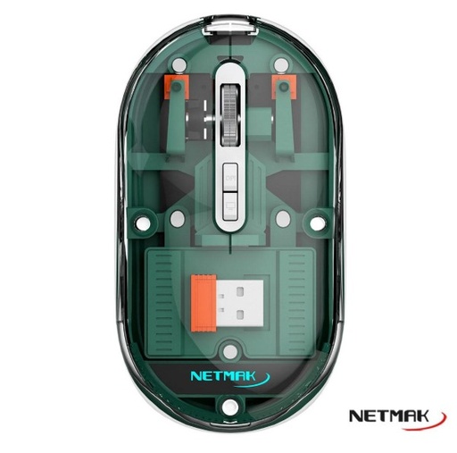 [9998] Netmak Nm-M670-G Mouse Transparente 2.4Ghz Bluetooth 5.0 Verde