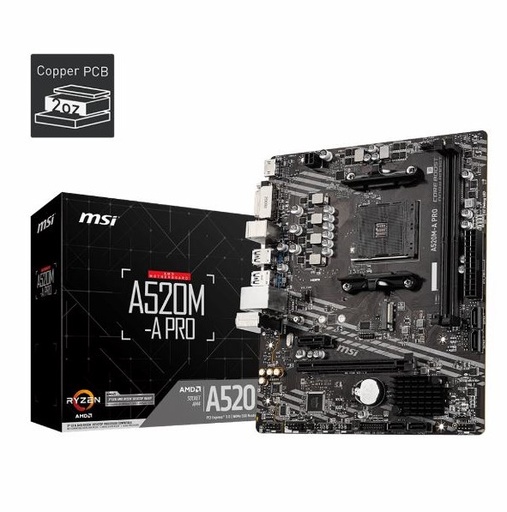 [10039] Mother Msi A520M-A Pro Ddr4 Am4 Series 3000/4000/5000