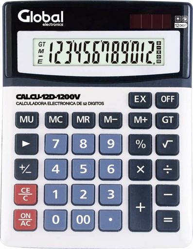 [8797] GLOBAL CALCULADORA DE  12 DIGITOS METALICA PLATEADA CALCU-12D-1200V
