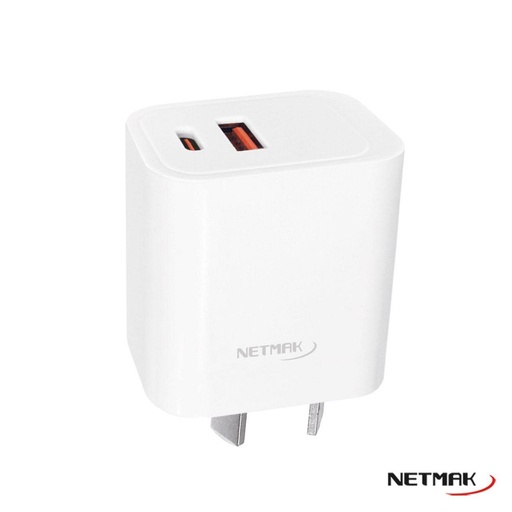 [10121] NETMAK NM-CP7 CARGADOR DOBLE QC USB + PD USB-C 20W