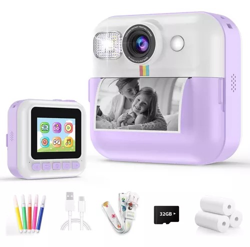 [10167] KOSMO CAMARA  KIDS IMPRESION INSTANTANEA VIOLETA/CELESTE INCLUYE 3 ROLLOS Y LAPICES
