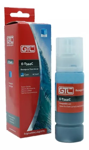 [10225] Gtc Tinta Alternativa Epson 504/544 Cyan Serie L Sistema Continuo Ink Jet 70Ml L3110 L3150 L5190 
